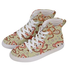 Cute Cartoon Monkeys Pattern Men s Hi-top Skate Sneakers