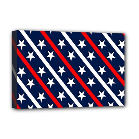 Patriotic Red White Blue Stars Deluxe Canvas 18  X 12   by Celenk