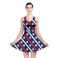 Patriotic Red White Blue Stars Reversible Skater Dress