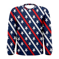 Patriotic Red White Blue Stars Men s Long Sleeve Tee