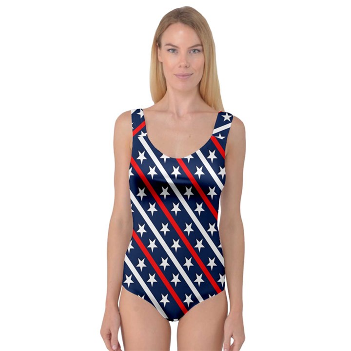 Patriotic Red White Blue Stars Princess Tank Leotard 