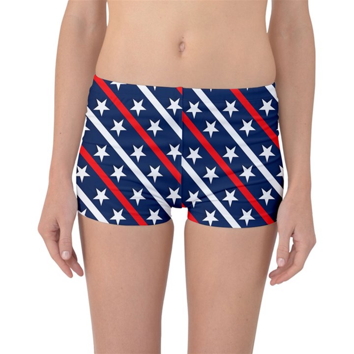 Patriotic Red White Blue Stars Reversible Boyleg Bikini Bottoms