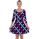 Patriotic Red White Blue Stars Quarter Sleeve Skater Dress View1