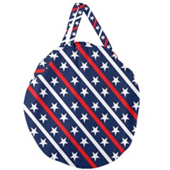 Patriotic Red White Blue Stars Giant Round Zipper Tote