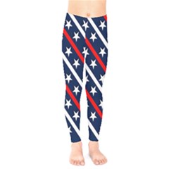 Patriotic Red White Blue Stars Kids  Legging by Celenk