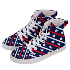 Patriotic Red White Blue Stars Women s Hi-top Skate Sneakers