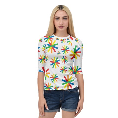 Celebrate Pattern Colorful Design Quarter Sleeve Raglan Tee by Celenk