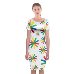 Celebrate Pattern Colorful Design Classic Short Sleeve Midi Dress by Celenk