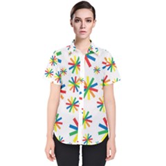 Celebrate Pattern Colorful Design Women s Short Sleeve Shirt