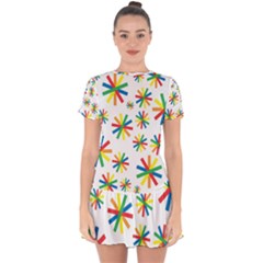 Celebrate Pattern Colorful Design Drop Hem Mini Chiffon Dress by Celenk