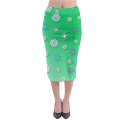 Snowflakes Winter Christmas Overlay Midi Pencil Skirt by Celenk