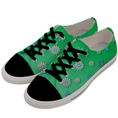 Snowflakes Winter Christmas Overlay Men s Low Top Canvas Sneakers by Celenk