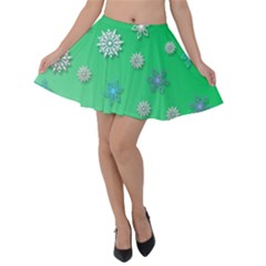 Snowflakes Winter Christmas Overlay Velvet Skater Skirt