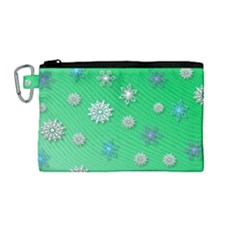 Snowflakes Winter Christmas Overlay Canvas Cosmetic Bag (medium)