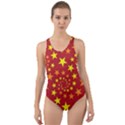 Star Stars Pattern Design Cut-Out Back One Piece Swimsuit View1