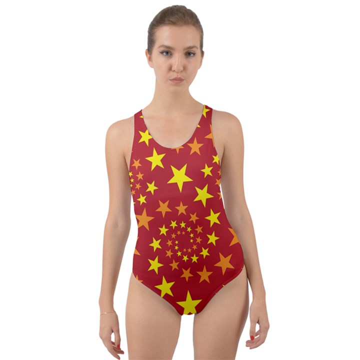 Star Stars Pattern Design Cut-Out Back One Piece Swimsuit