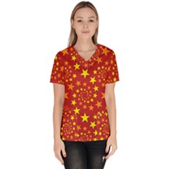 Star Stars Pattern Design Scrub Top