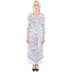 Heart Love Valentines Day Quarter Sleeve Wrap Maxi Dress