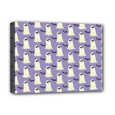 Bat And Ghost Halloween Lilac Paper Pattern Deluxe Canvas 16  X 12   by Celenk