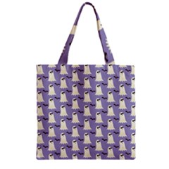 Bat And Ghost Halloween Lilac Paper Pattern Zipper Grocery Tote Bag by Celenk