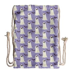 Bat And Ghost Halloween Lilac Paper Pattern Drawstring Bag (large) by Celenk