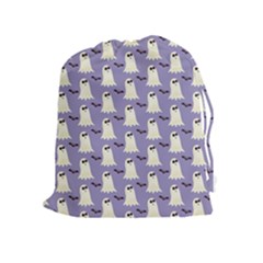 Bat And Ghost Halloween Lilac Paper Pattern Drawstring Pouches (extra Large) by Celenk