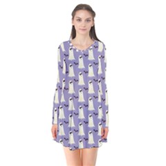 Bat And Ghost Halloween Lilac Paper Pattern Flare Dress by Celenk