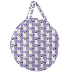 Bat And Ghost Halloween Lilac Paper Pattern Giant Round Zipper Tote by Celenk