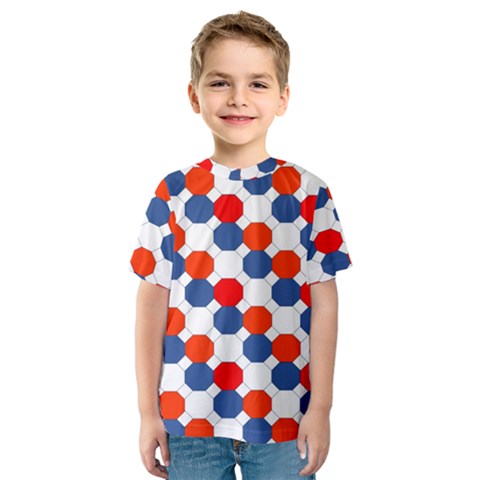 Geometric Design Red White Blue Kids  Sport Mesh Tee by Celenk