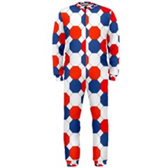 Geometric Design Red White Blue Onepiece Jumpsuit (men) 