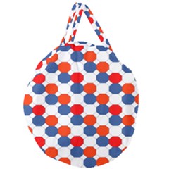 Geometric Design Red White Blue Giant Round Zipper Tote