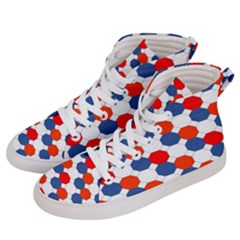 Geometric Design Red White Blue Women s Hi-top Skate Sneakers