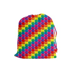 Rainbow 3d Cubes Red Orange Drawstring Pouches (large)  by Celenk