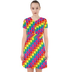 Rainbow 3d Cubes Red Orange Adorable In Chiffon Dress