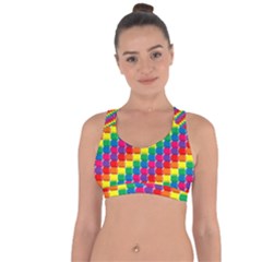 Rainbow 3d Cubes Red Orange Cross String Back Sports Bra by Celenk