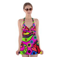 Seamless Tile Background Abstract Halter Dress Swimsuit  by Celenk