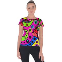 Seamless Tile Background Abstract Short Sleeve Sports Top 