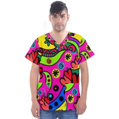 Seamless Tile Background Abstract Men s V-neck Scrub Top