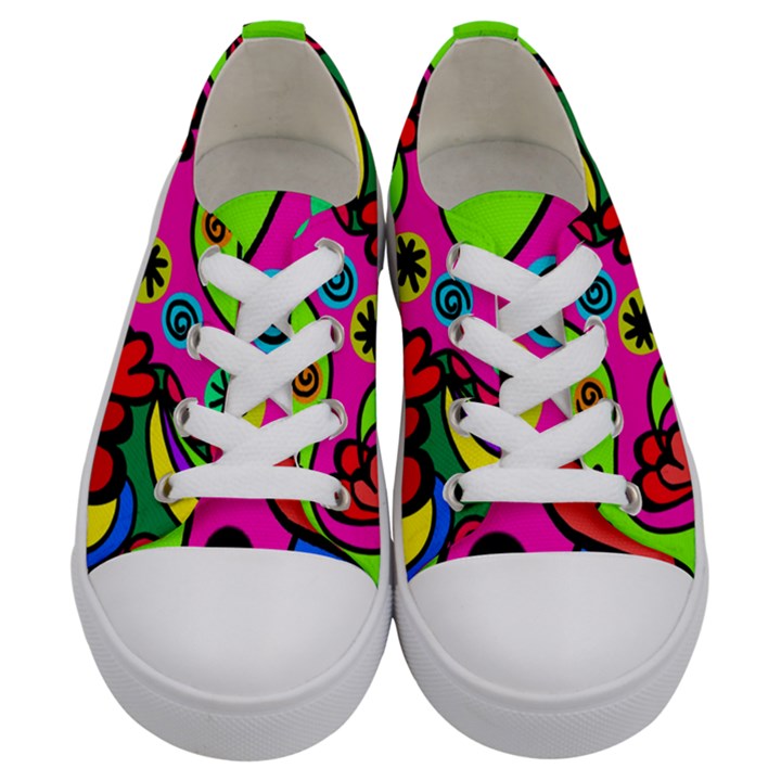 Seamless Tile Background Abstract Kids  Low Top Canvas Sneakers