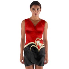 Red Black Background Wallpaper Bg Wrap Front Bodycon Dress by Celenk