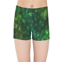 Bokeh Background Texture Marijuana Kids Sports Shorts by Celenk