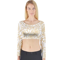 Yellow Peonies Long Sleeve Crop Top by NouveauDesign