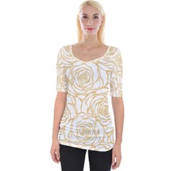 Yellow Peonies Wide Neckline Tee