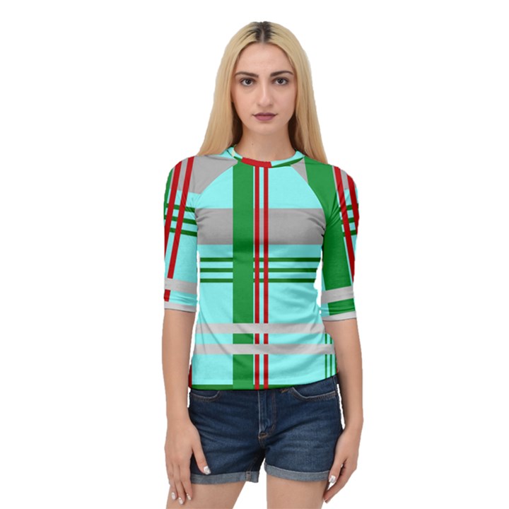 Christmas Plaid Backgrounds Plaid Quarter Sleeve Raglan Tee