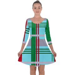 Christmas Plaid Backgrounds Plaid Quarter Sleeve Skater Dress