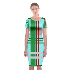 Christmas Plaid Backgrounds Plaid Classic Short Sleeve Midi Dress by Celenk