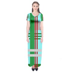 Christmas Plaid Backgrounds Plaid Short Sleeve Maxi Dress by Celenk