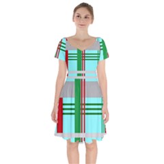 Christmas Plaid Backgrounds Plaid Short Sleeve Bardot Dress by Celenk