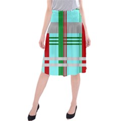 Christmas Plaid Backgrounds Plaid Midi Beach Skirt