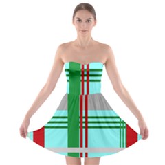 Christmas Plaid Backgrounds Plaid Strapless Bra Top Dress by Celenk